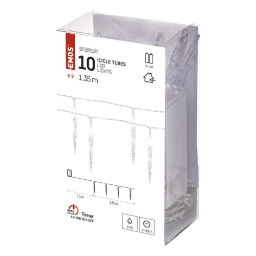 LED vánoční girlanda EMOS DCGC01 ZY2164 10x rampouch 1,35m 2xAA studená bílá (obrázek 7)