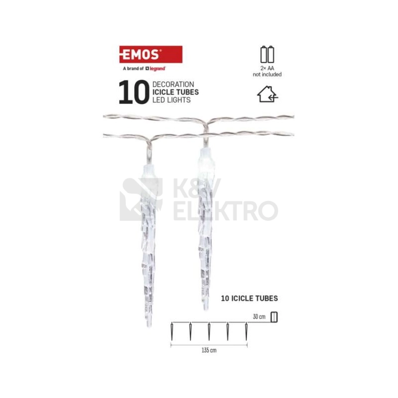 Obrázek produktu LED vánoční girlanda EMOS DCGC01 ZY2164 10x rampouch 1,35m 2xAA studená bílá 1