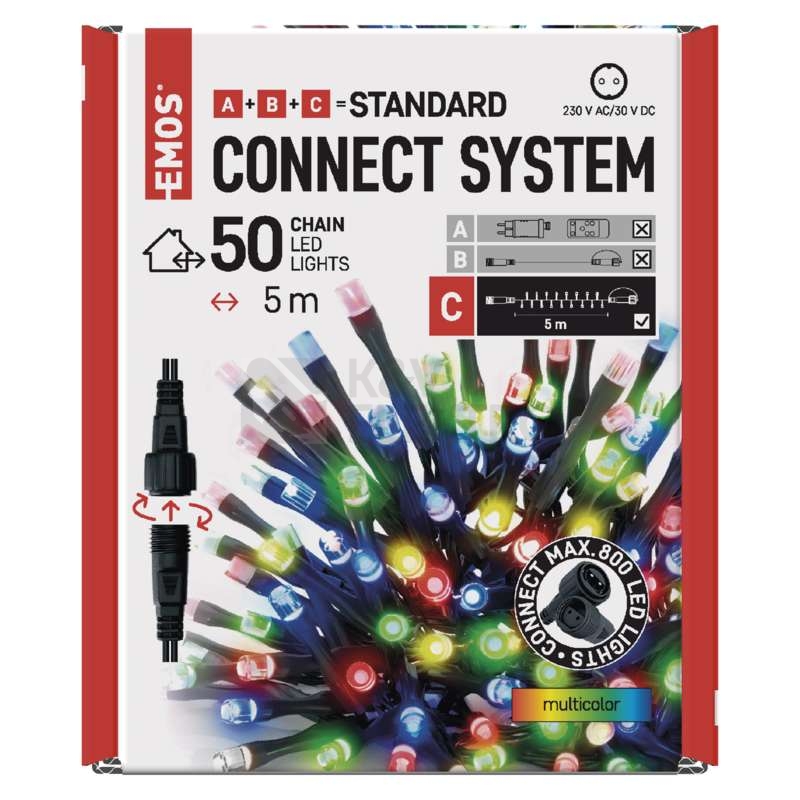 Obrázek produktu Propojovací vánoční řetěz bez zdroje EMOS Connecting D1AM02 ZY2176 50LED 5m multicolor 1