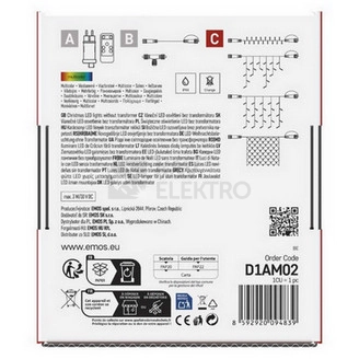 Obrázek produktu Propojovací vánoční řetěz bez zdroje EMOS Connecting D1AM02 ZY2176 50LED 5m multicolor 8