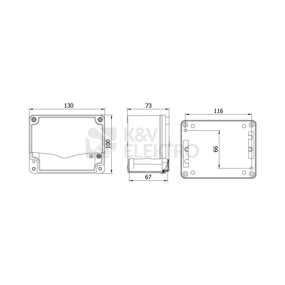 Obrázek produktu Krabice hliníková METEBOX 100x130x73mm na omítku IP67 1