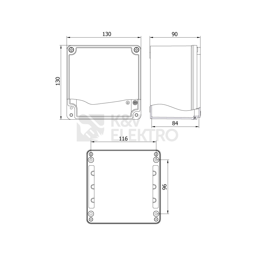 Obrázek produktu Krabice hliníková METEBOX 130x130x90mm na omítku IP67 1