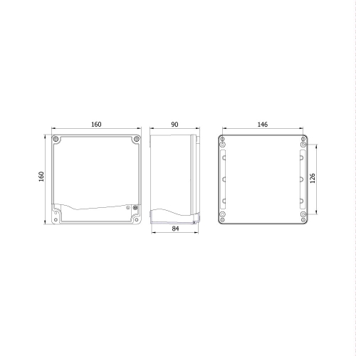 Krabice hliníková METEBOX 160x160x90mm na omítku IP67