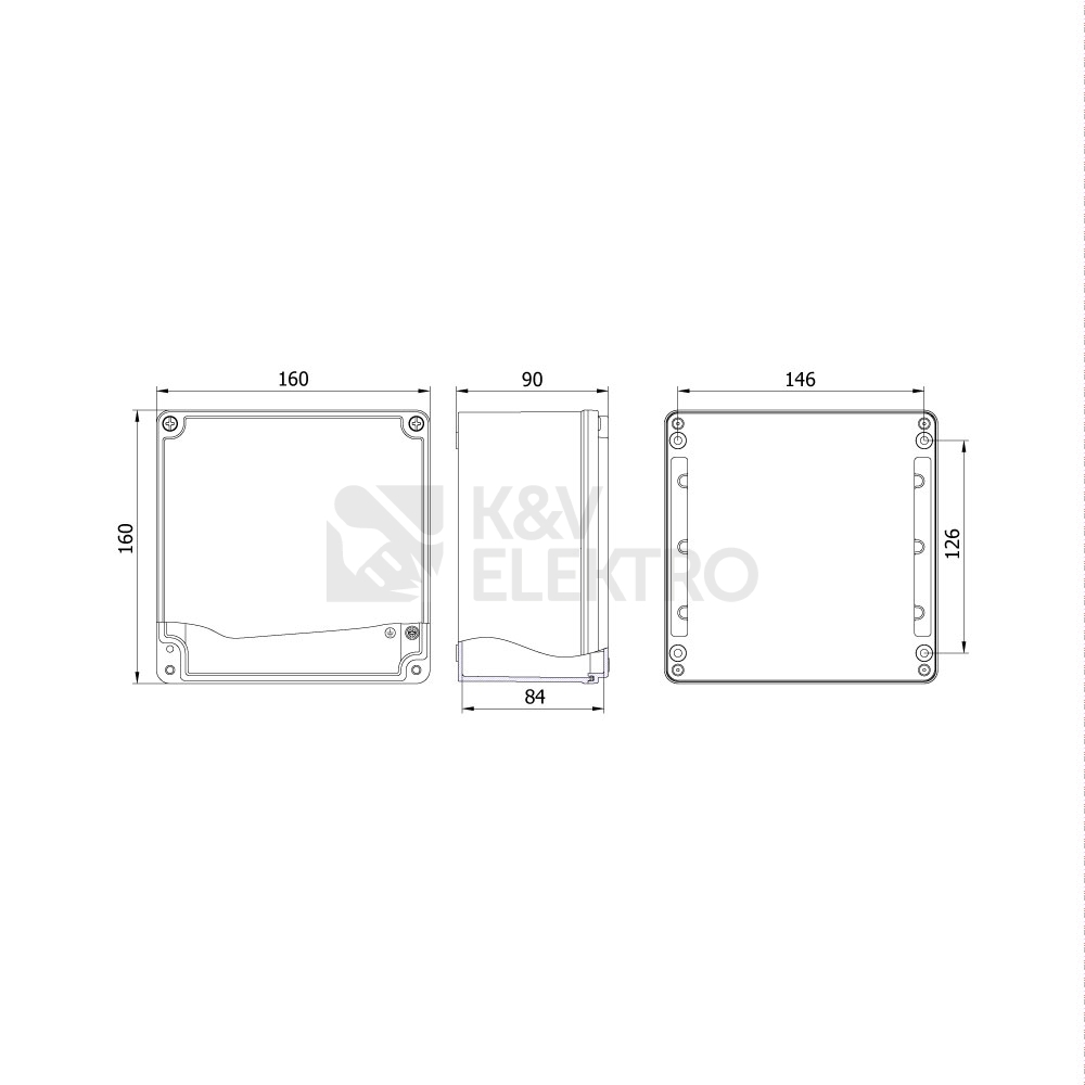Obrázek produktu Krabice hliníková METEBOX 160x160x90mm na omítku IP67 1