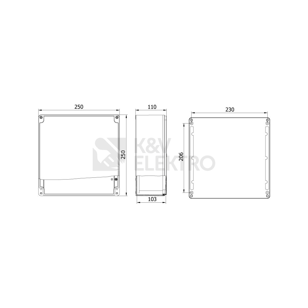 Obrázek produktu Krabice hliníková METEBOX 250x250x110mm na omítku IP67 1