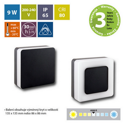 LED svítidlo McLED Draco S, 9W, 4000K, IP65, černá ML-513.019.19.0