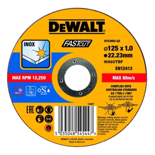 Řezný kotouč na ocel a nerez 125x22,2x1,0 Fastcut DeWALT DT43902