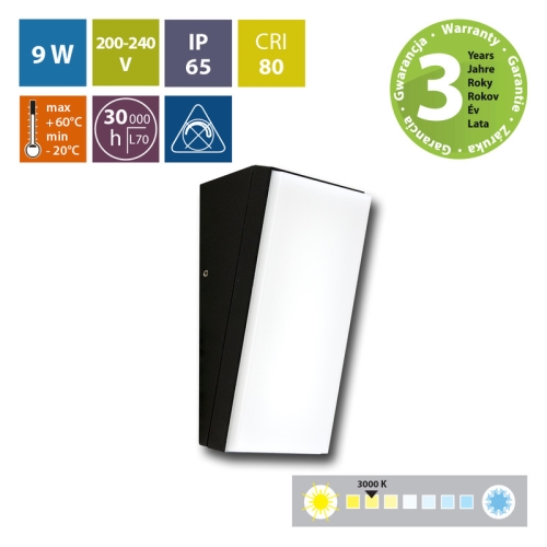 LED svítidlo McLED Kronos 9W 3000K IP65 černá ML-513.026.19.0