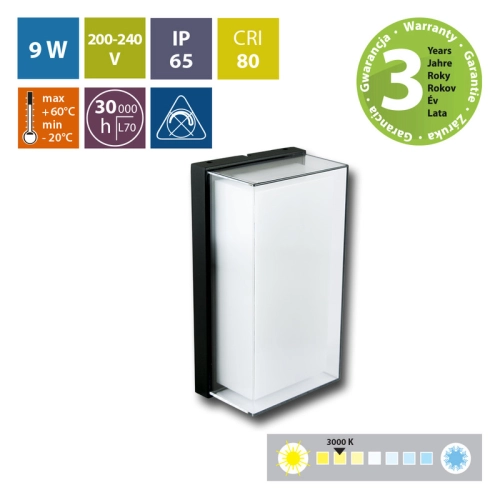 LED svítidlo McLED Ether 9W 3000K IP65 černá ML-513.030.19.0