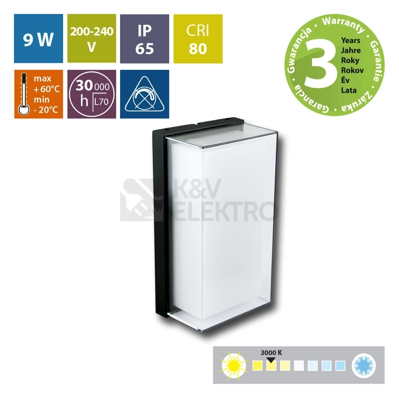 Obrázek produktu LED svítidlo McLED Ether 9W 3000K IP65 černá ML-513.030.19.0 1