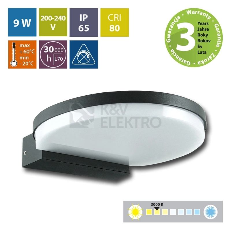 Obrázek produktu LED svítidlo McLED Framus W 9W 3000K IP65 černá ML-513.032.19.0 1