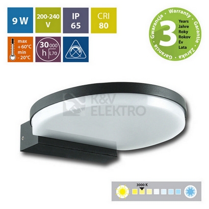 Obrázek produktu LED svítidlo McLED Framus W 9W 3000K IP65 černá ML-513.032.19.0 4