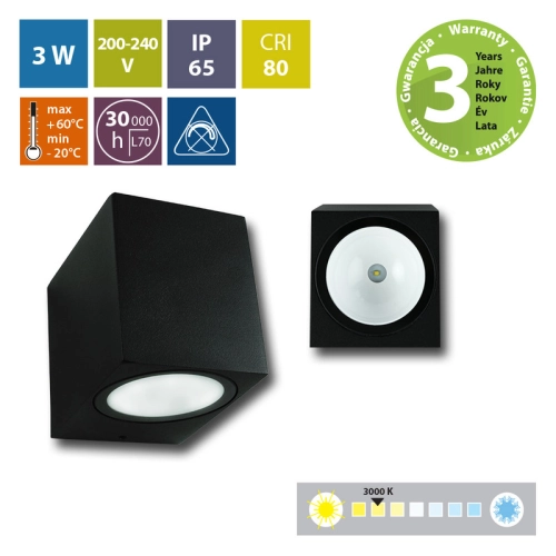 LED svítidlo McLED Revos S 3W 3000K IP65 černá ML-518.003.19.0