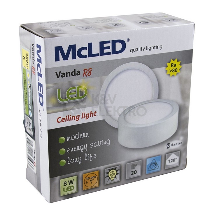 Obrázek produktu LED svítidlo McLED Vanda R8 8W 3000K teplá bílá ML-416.050.71.0 1