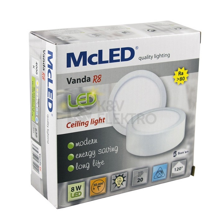Obrázek produktu LED svítidlo McLED Vanda R8 8W 4000K neutrální bílá ML-416.051.71.0 1