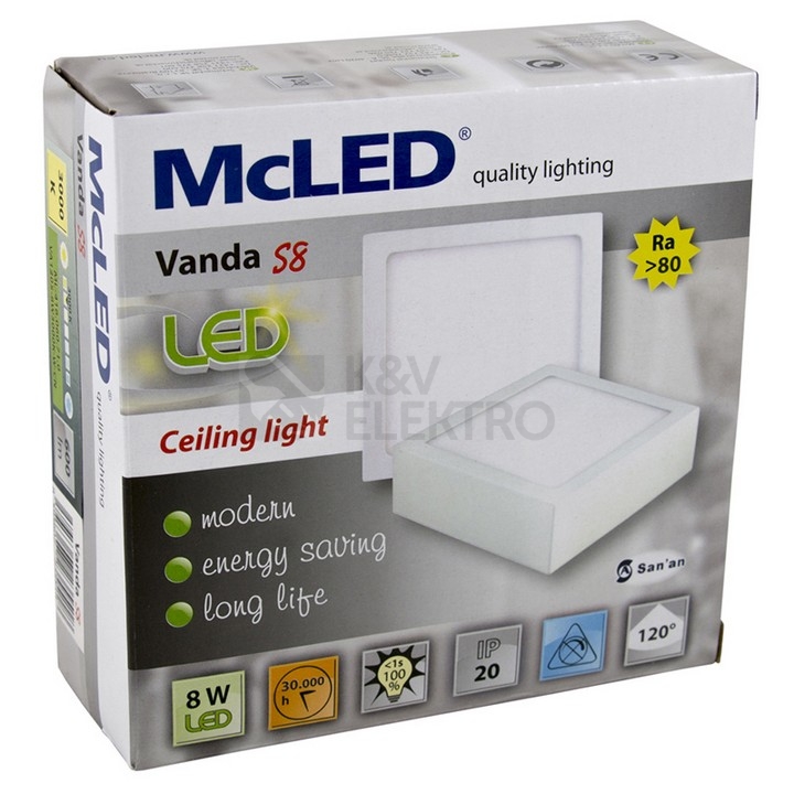 Obrázek produktu LED svítidlo McLED Vanda S8 8W 3000K teplá bílá ML-416.060.71.0 8