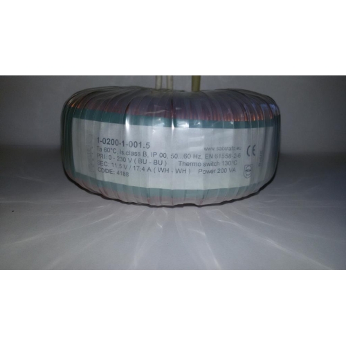 Toroidní transformátor 200VA 230V/12VAC/17,39A
