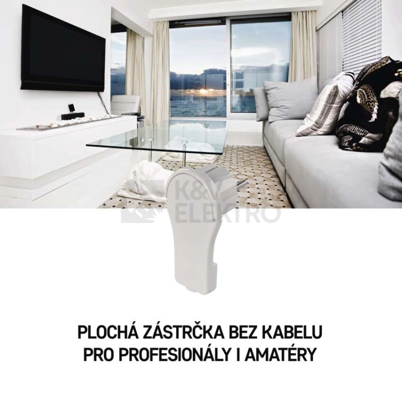 Obrázek produktu Vidlice úhlová plochá bílá EMOS P0066 14