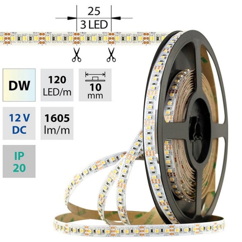 Levně CCT LED pásek McLED 12V teplá+studená bílá š=10mm IP20 19,2W/m 120LED/m SMD3527 ML-122.632.60.0 (5m)