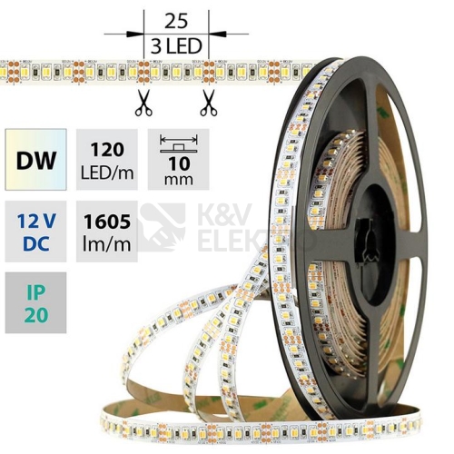  CCT LED pásek McLED 12V teplá+studená bílá š=10mm IP20 19,2W/m 120LED/m SMD3527 ML-122.632.60.0 (5m)