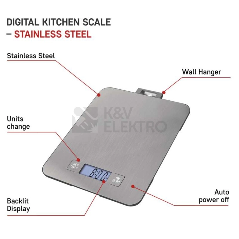 Obrázek produktu Digitální kuchyňská váha EMOS EV023 stříbrná 1