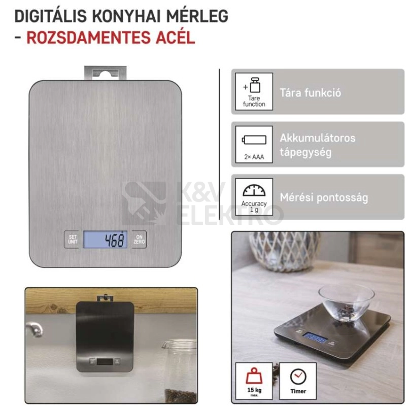 Obrázek produktu Digitální kuchyňská váha EMOS EV023 stříbrná 9