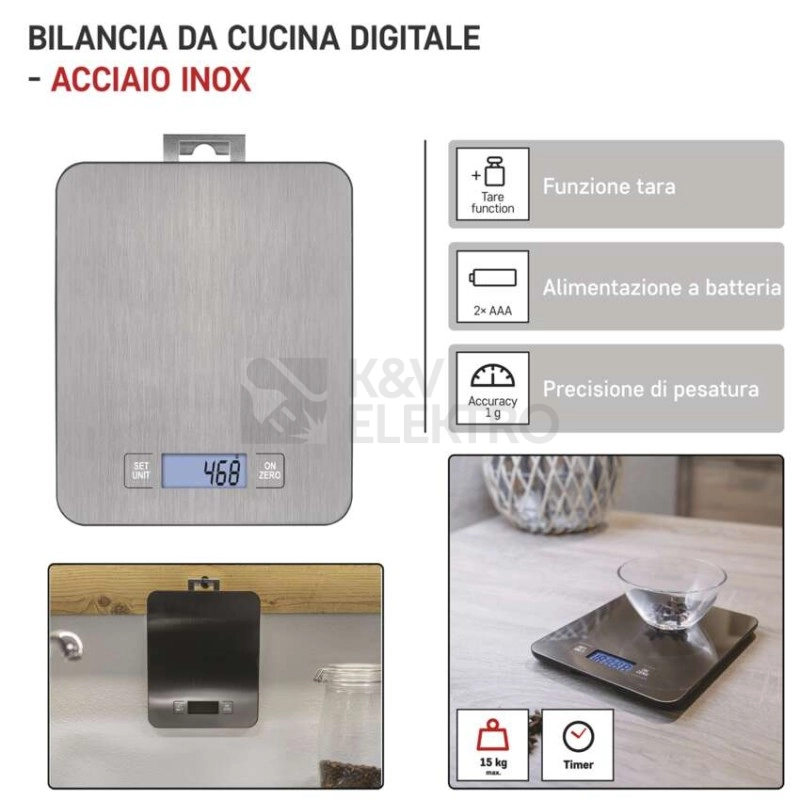 Obrázek produktu Digitální kuchyňská váha EMOS EV023 stříbrná 12