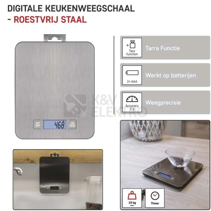 Obrázek produktu Digitální kuchyňská váha EMOS EV023 stříbrná 15