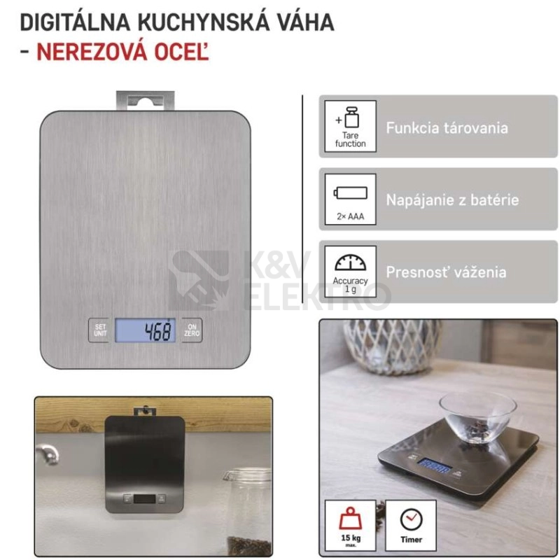 Obrázek produktu Digitální kuchyňská váha EMOS EV023 stříbrná 22