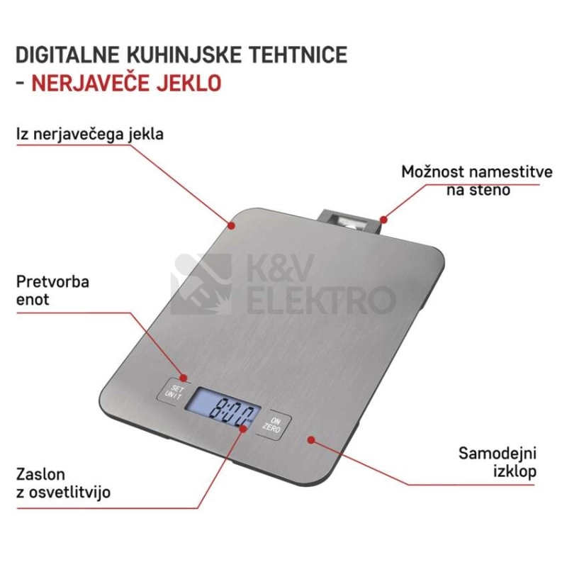 Obrázek produktu Digitální kuchyňská váha EMOS EV023 stříbrná 26