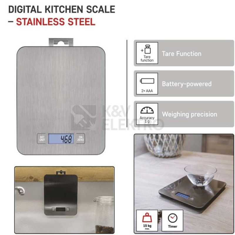 Obrázek produktu Digitální kuchyňská váha EMOS EV023 stříbrná 50