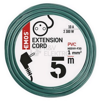 Obrázek produktu Prodlužovací kabel EMOS 5m/1zásuvka zelená P0115Z 1912310500 2