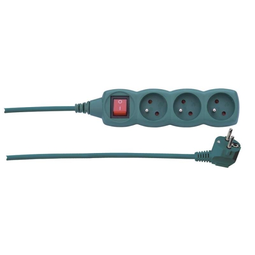 Levně Prodlužovací kabel EMOS 3m/3zásuvky s vypínačem zelená P1313Z 1912330300