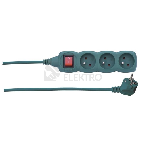  Prodlužovací kabel EMOS 3m/3zásuvky s vypínačem zelená P1313Z 1912330300