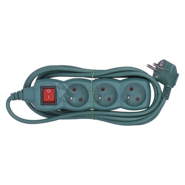 Obrázek produktu  Prodlužovací kabel EMOS 3m/3zásuvky s vypínačem zelená P1313Z 1912330300 1