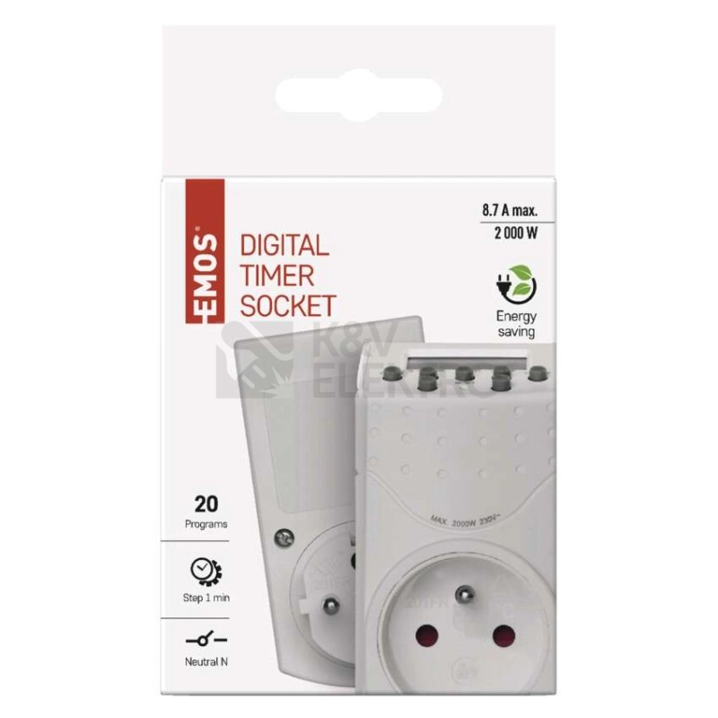 Obrázek produktu Digitální spínací zásuvka funkce odpočtu EMOS P5506 5