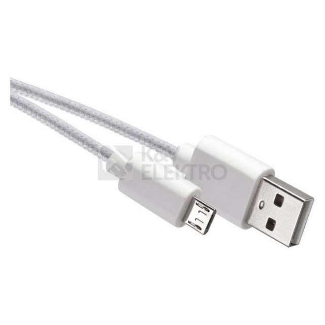 Obrázek produktu USB kabel EMOS 2.0 A/M - micro B/M 1m bílý SM7006W 0