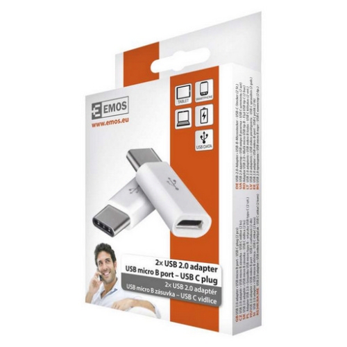 Adaptér/redukce USB-micro B/F-USB-C/M 2ks (blistr 2ks)