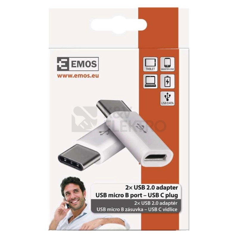 Obrázek produktu Adaptér/redukce USB-micro B/F-USB-C/M 2ks (blistr 2ks) 3