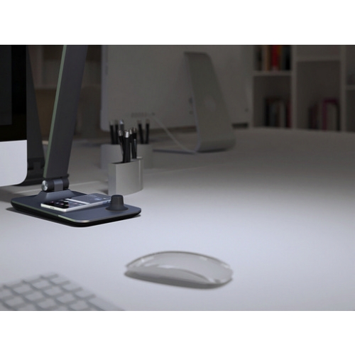 Stolní lampička LED Panlux MASTER šedá s bezdrátovým nabíjením nočním světlem stmívací PN15300021