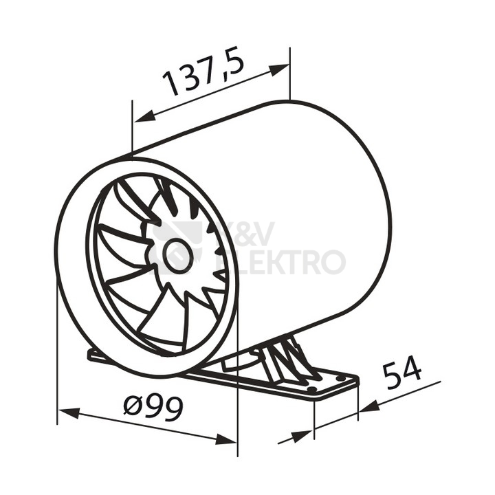 Obrázek produktu Tichý potrubní ventilátor VENTS 100 QUIETLINE-K kuličková ložiska 1010104 2