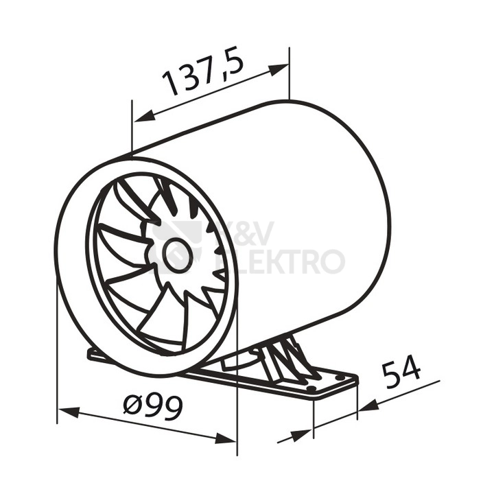 Obrázek produktu Tichý potrubní ventilátor VENTS 100 QUIETLINE-K kuličková ložiska 1010104 3