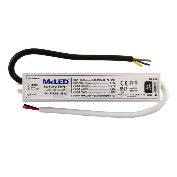 Obrázek produktu LED napájecí zdroj McLED 12VDC 1,67A 20W ML-732.061.45.0 2