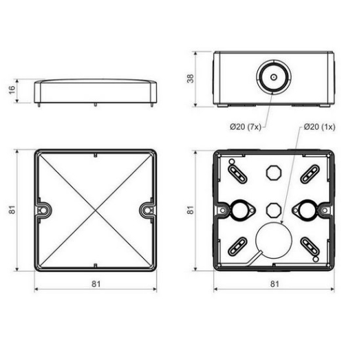 Krabice KOPOS KSK 80 FA IP66 81x81x54mm černá