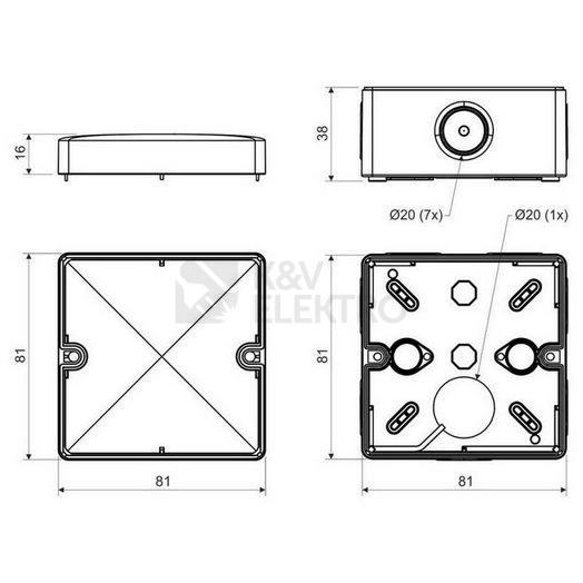 Obrázek produktu Krabice KOPOS KSK 80 FA IP66 81x81x54mm černá 1
