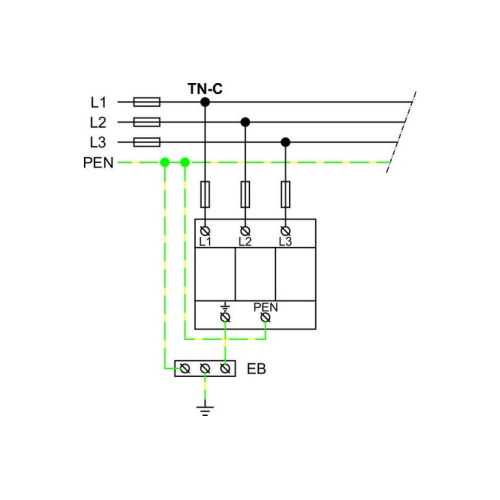 Svodič přepětí SPD typ 1 HLA50-255/3+0 (obrázek 3)