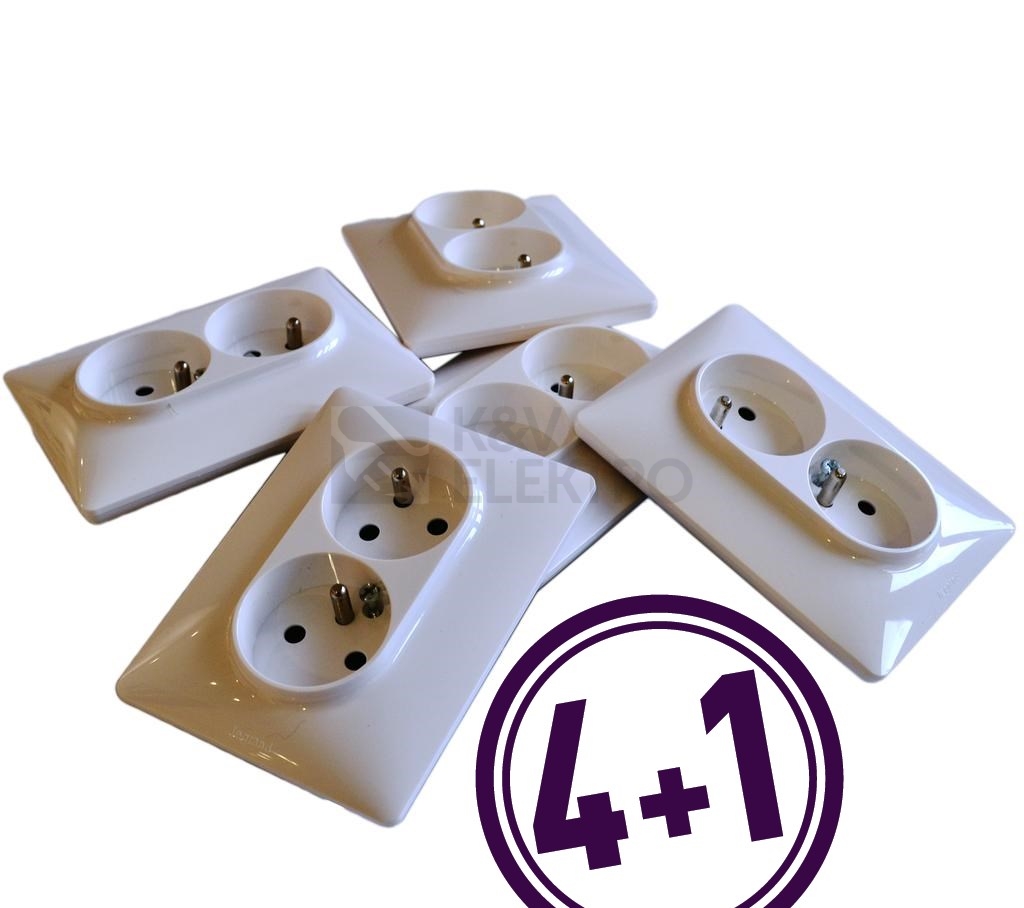 Obrázek produktu  Legrand Valena Life dvojzásuvka bílá 4+1 zdarma 753186AKCE 0