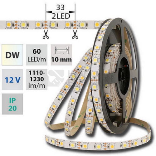 LED pásek McLED 12V teplá+studená bílá š=10mm IP20 14,4W/m 60LED/m ML-122.631.60.0 (5m)