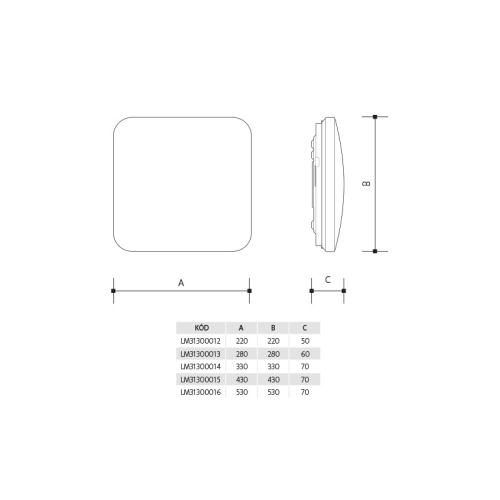 Svítidlo PLAFON SQUARE přisazené stropní a nástěnné 25W neutrální LEDMED LM31300014
