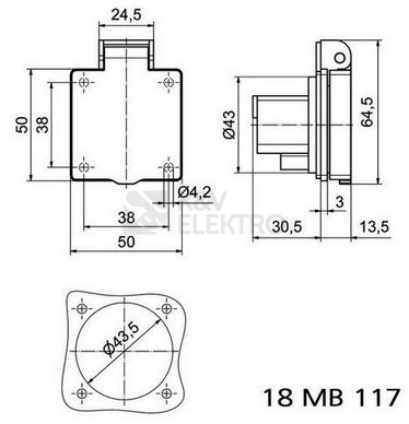 Obrázek produktu ZASUVKA VEST.16A 3p 230V IP54 DANSKE PR. 1
